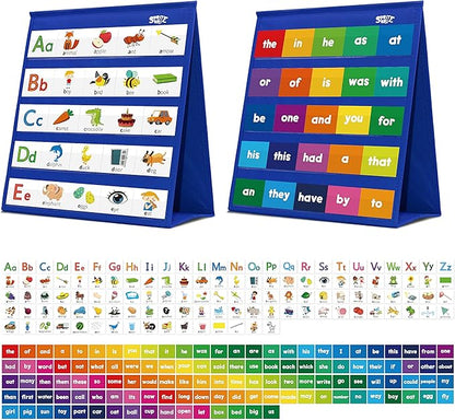 Desktop Pocket Chart, 120 Dry-Erase Double Sided Cards Includes 26 Letters by SpriteGru