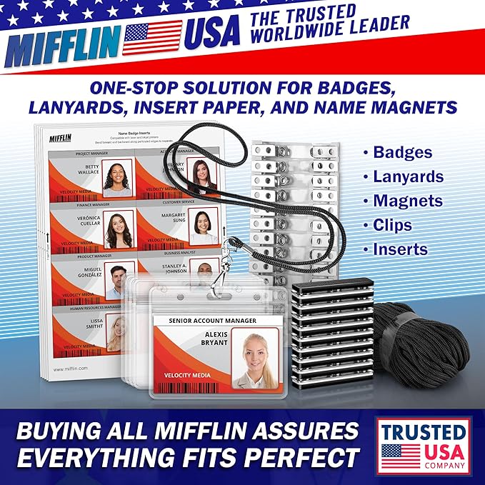 Mifflin-USA Large Vertical ID Badge Holders, Plastic Nametag Covers - Image 8