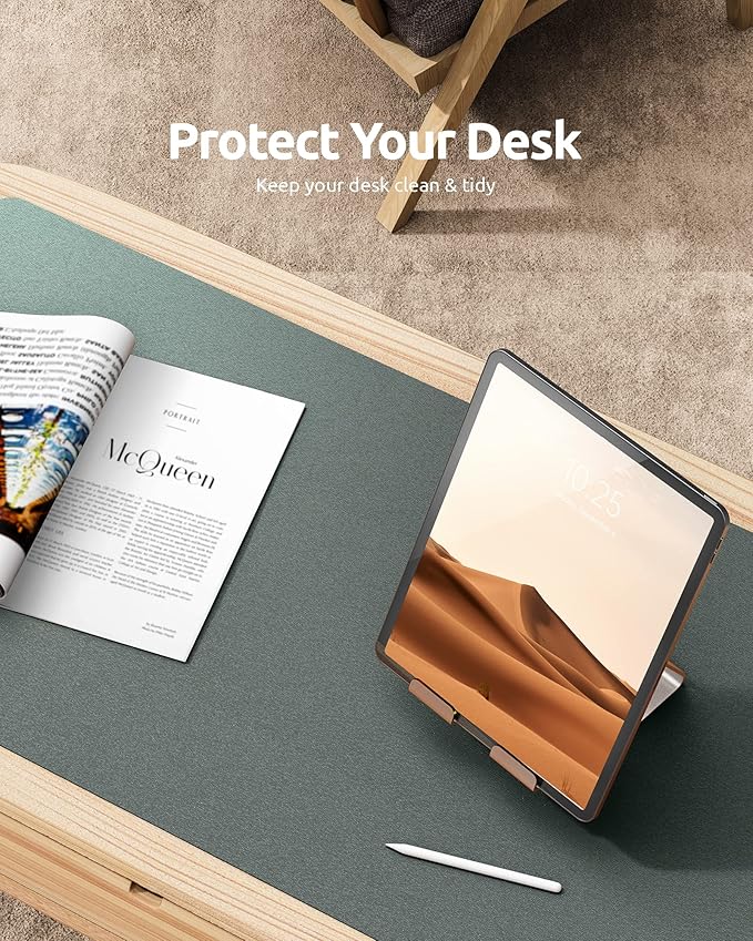 YSAGi Leather Desk Pad Protector, Office Desk Mat, Large Mouse Pad, Non-Slip PU - Image 7