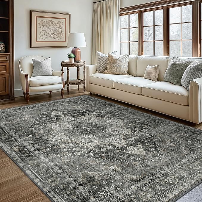 GENIMO 7'6''x9'6'' Area Rugs for Living Room, Machine Washable Non Slip Vintage - Image 2