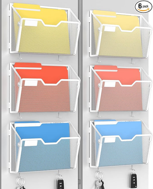 Docnest 6 Pack Magnetic Wall Mounted File Holders, Mesh Letter Organizer by DocNest