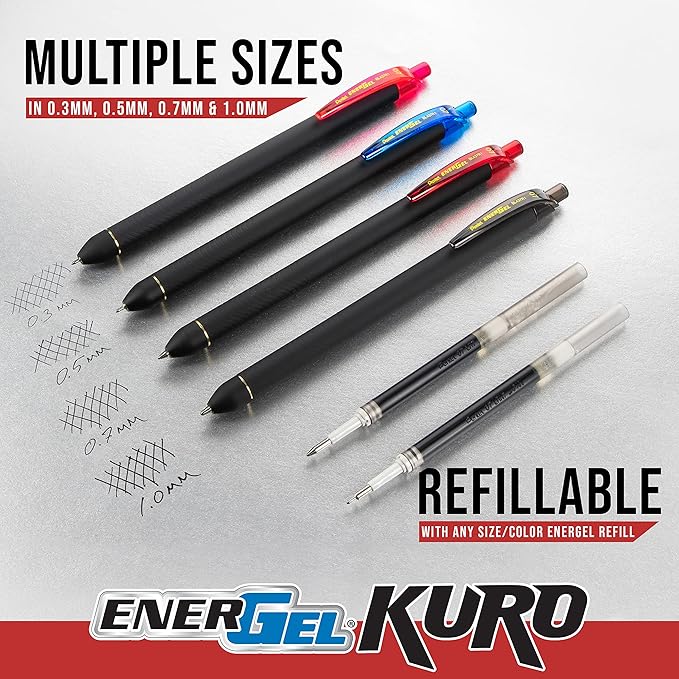 Pentel EnerGel Kuro Shades of Leaves, Retractable Liquid Gel Pen - Image 6