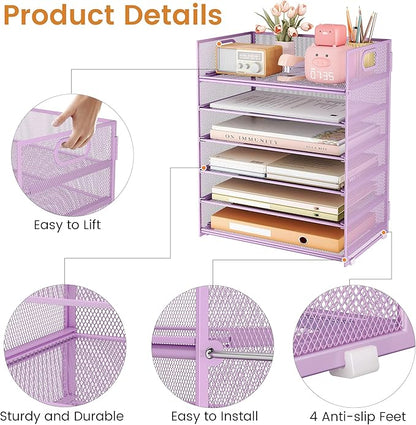 Subekyu 6-Tier Desk Paper Organizer, Desktop File Letter Tray - Image 5
