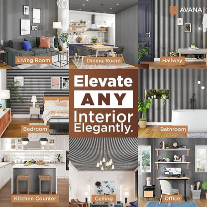 Avana Acoustic Wood Wall Panels – 94.4 x 12.6 Inch Gray Oak Acoustic Panels 2 - Image 3