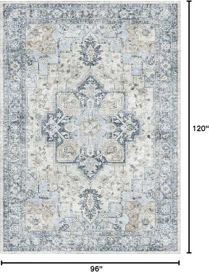 GENIMO 8x10 Area Rugs for Living Room, Machine Washable Non Slip Vintage Rugs - Image 2