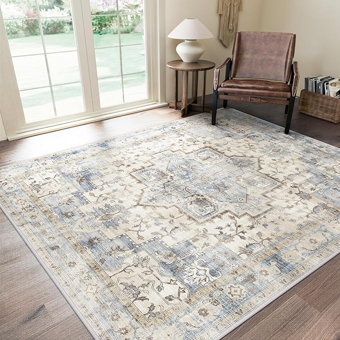 GENIMO 5x7 Area Rugs for Living Room, Machine Washable Rug, Non Slip Indoor by GENIMO