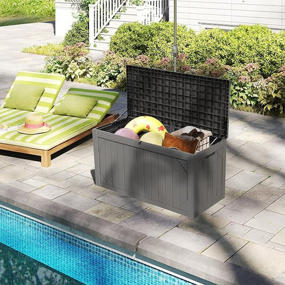 Decksplore 100 Gallon Outdoor Storage Box Waterproof, Lockable Resin Deck Box - Image 2