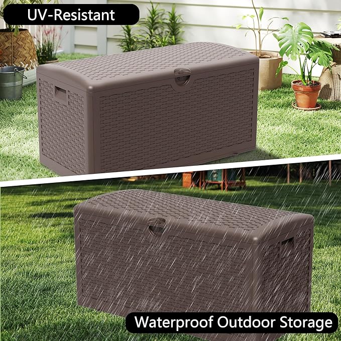 Yardgrace 80 Gallon Pro Resin Deck Box, Waterproof Outdoor Storage Bin - Image 6