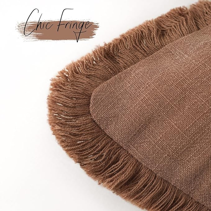 Foindtower Set of 2 Decorative Linen Fringe Throw Pillow Covers Boho Farmhouse - Image 3