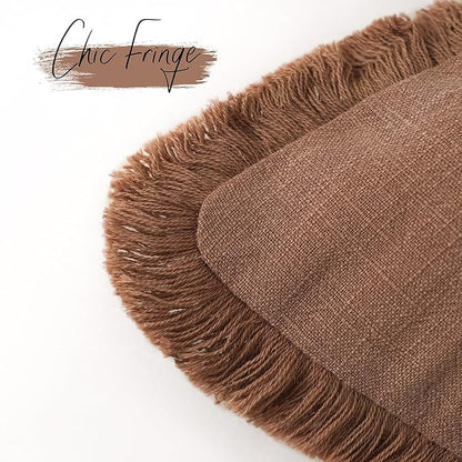 Foindtower Set of 2 Decorative Linen Fringe Throw Pillow Covers Cozy Boho - Image 3