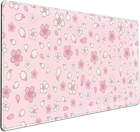 LuckyCow Pink Cherry Blossom Large Mouse Pad XXL 31.5''x15.7'', Pastel Anime by LuckyCow