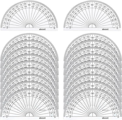 20 Pack Plastic Protractor, 180 Degrees Protractor by eBoot