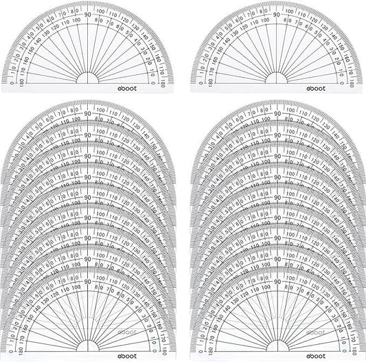20 Pack Plastic Protractor, 180 Degrees Protractor by eBoot