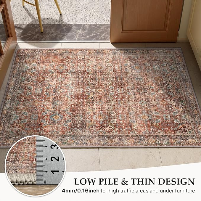 GENIMO 6x9 Area Rugs for Living Room, Machine Washable Non Slip Vintage Rugs - Image 7