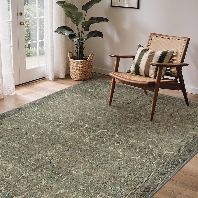 GENIMO 9x12 Area Rugs for Living Room, Machine Washable Non Slip Vintage Rugs by GENIMO