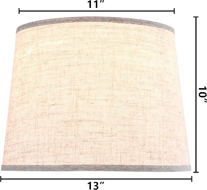 GO&SO Set of 2 Beige Drum Lamp Shades -11" Top x 13" Bottom x 10" High -Oatmeal - Image 2