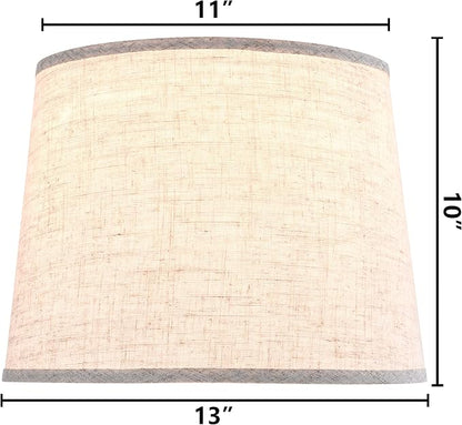 GO&SO Set of 2 Beige Drum Lamp Shades -11" Top x 13" Bottom x 10" High -Oatmeal - Image 2