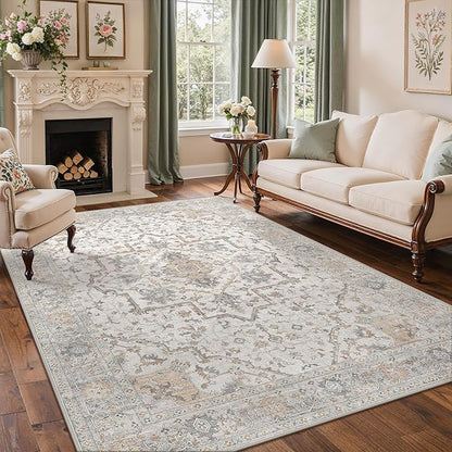 GENIMO 8x10 Area Rugs for Living Room, Machine Washable Non Slip Vintage Rugs by GENIMO