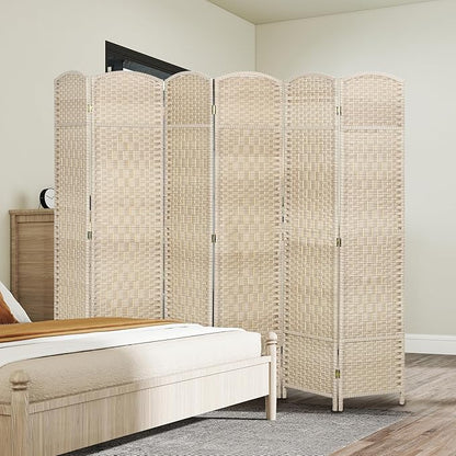 HOMCOM 6 Panel Room Divider, Hand-Woven Freestanding Wall Partition - Image 8