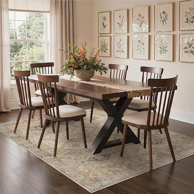 GENIMO 5x7 Area Rugs for Living Room, Machine Washable Non Slip Vintage Rugs - Image 8