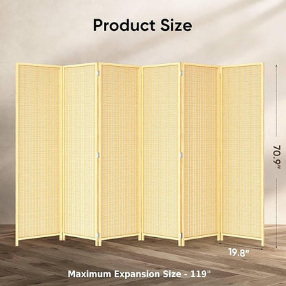 JOSTYLE Room Divider Folding Privacy Screen, 6 Panel Room Divider Screen - 6 - Image 2