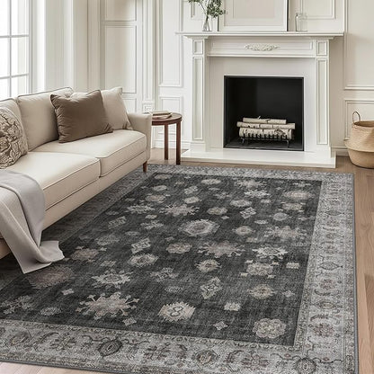 GENIMO 5x7 Area Rugs for Living Room, Machine Washable Non Slip Vintage Retro by GENIMO