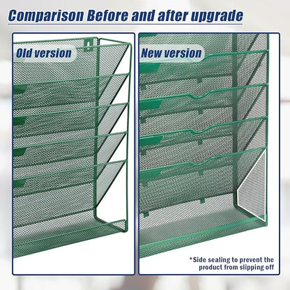 EASEPRES 6 Tier Desk File Organizer, Mesh Hanging Wall Mount Document - Image 3