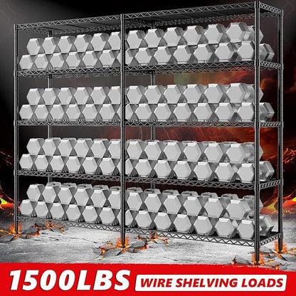REIBII 5-Tier Heavy Duty Metal Wire Shelves, Industrial Style, 61.7"W x 72.4"H - Image 4