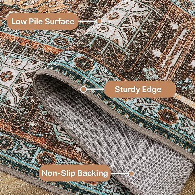 GENIMO 3x5 Area Rugs for Living Room, Machine Washable Non Slip Vintage Rugs - Image 7