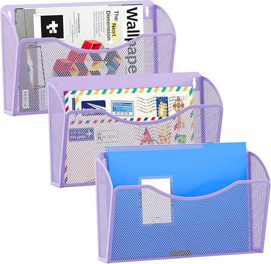 EasyPAG 3 Single Pocket Wall File Organizer, Mesh Hanging File Folder Organizer by EasyPAG