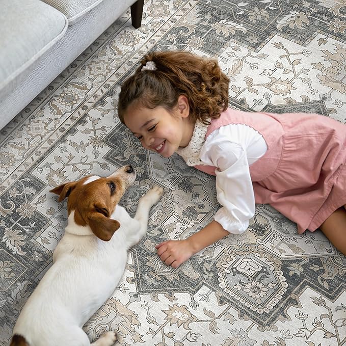 GENIMO 2'6''x10 Runner Rugs for Hallway, Machine Washable Non Slip Vintage Rugs - Image 3