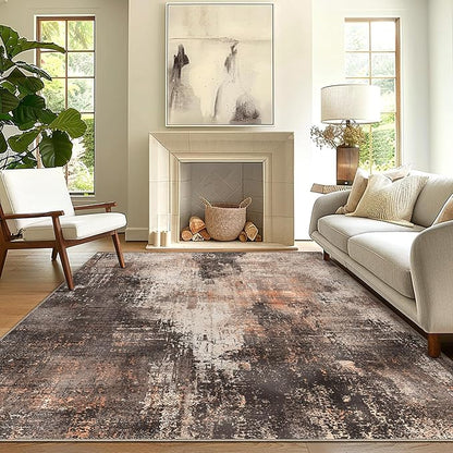 GENIMO Washable Area Rugs for Living Room, 6x9 Vintage Non Slip Rugs, Low Pile by GENIMO