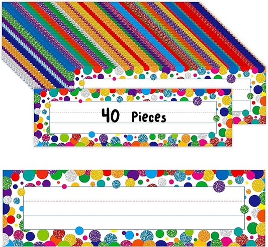 40PCS Desk Nameplates, Confetti Desk Name Tags by Gethelud