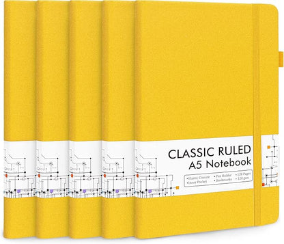 5 Pack Journal Notebook Bulk for School, Feela Hardcover Business Notebooks by feela