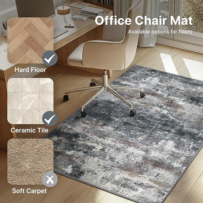 Office Chair Mat for Hardwood Tile Floor, Abstract 36"X 48" Desk Mats for - Image 3