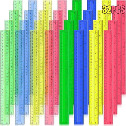 12 Inch Plastic Rulers, Ideal Back to School Office Home Supplies by Duchong