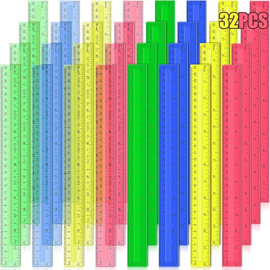 12 Inch Plastic Rulers, Ideal Back to School Office Home Supplies by Duchong