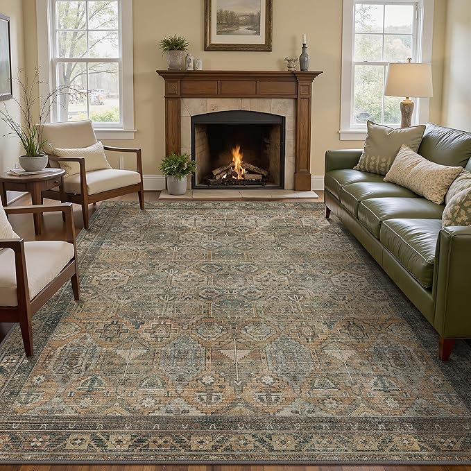 GENIMO 6x9 Area Rugs for Living Room, Machine Washable Non Slip Vintage Rugs - Image 2