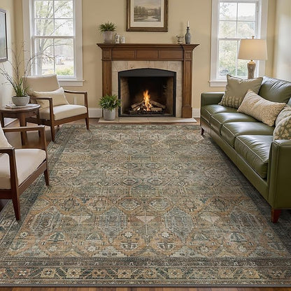 GENIMO 3x5 Area Rugs for Living Room, Machine Washable Non Slip Vintage Rugs - Image 2