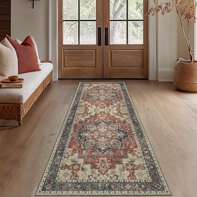 GENIMO 2x8 Runner Rugs for Hallway, Machine Washable Non Slip Vintage Rugs - Image 2