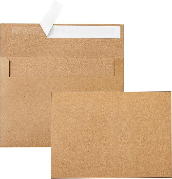 Silunkia Brown Blank Thank You Cards and Envelopes 4.25 x 5.5 Heavyweight Flat by Silunkia