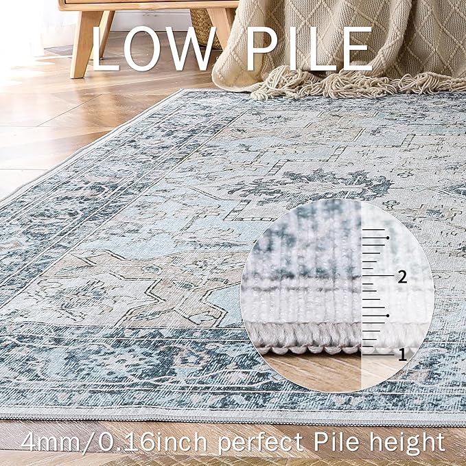 GENIMO Runner Rug 2'6"x7, Non Slip Vintage Hallway Runner Rugs, Low Pile - Image 4
