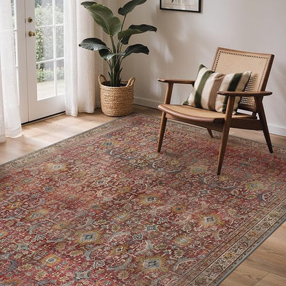 GENIMO 6x9 Area Rugs for Living Room, Machine Washable Non Slip Vintage Rugs by GENIMO