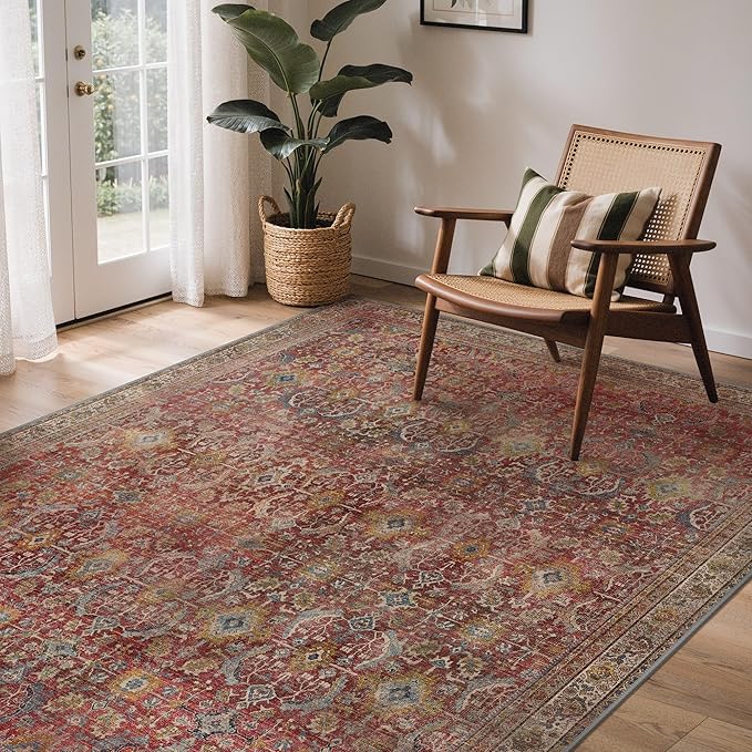 GENIMO 9x12 Area Rugs for Living Room, Machine Washable Non Slip Vintage Rugs by GENIMO