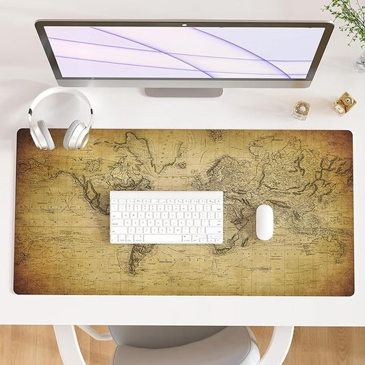 QIYI Large Desk Pad, Vintage Mouse Pad Desktop Decor, Waterproof PU Leather by QIYI