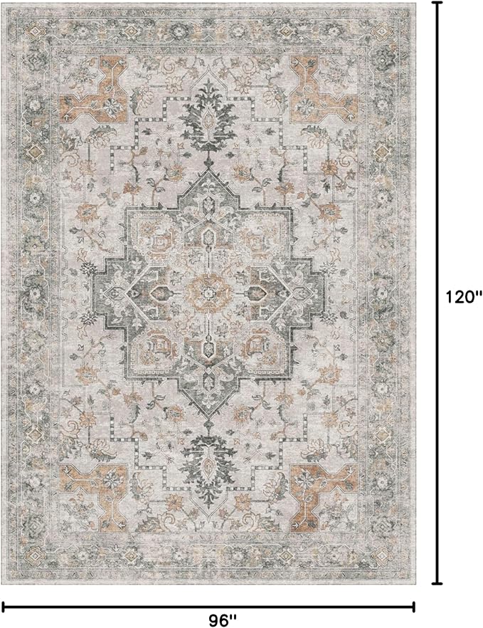 GENIMO 8x10 Area Rugs for Living Room, Machine Washable Non Slip Vintage Rugs - Image 2