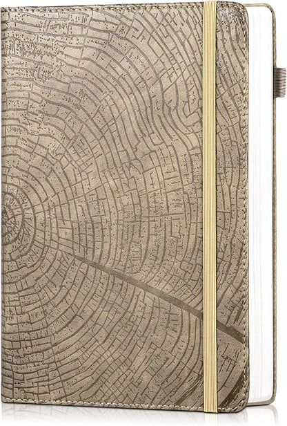 CAGIE Lined Journal for Men Women, Tree Growth Ring Leather Bound Journal by CAGIE