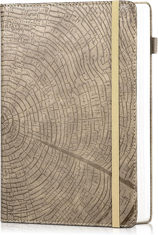 CAGIE Lined Journal for Men Women, Tree Growth Ring Leather Bound Journal by CAGIE