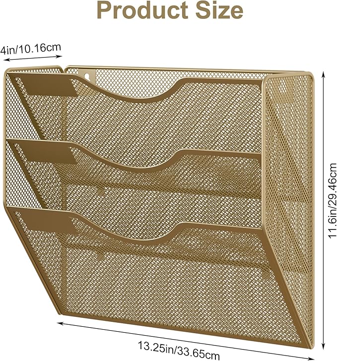 EasyPAG 3 Pocket Mesh Wall File Organizer, Hanging Paper Folder Holder - Image 6