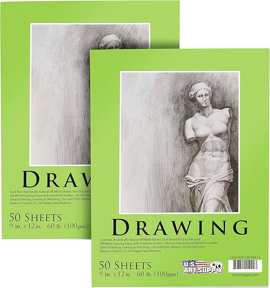 U.S. Art Supply 9" x 12" Premium Drawing Pad, 60 lb by USArtSupply